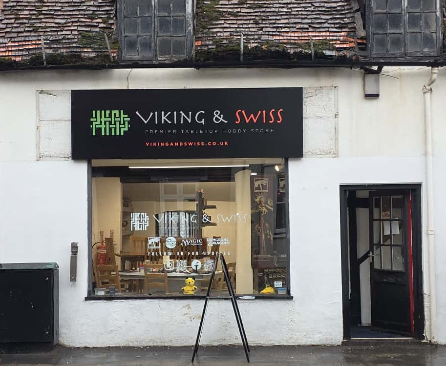 Image of the frontage of the Viking and Swiss Hobby Store