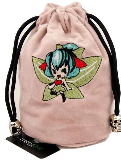Dice Bag ? Embroidered ? Leaf Sprite Pink