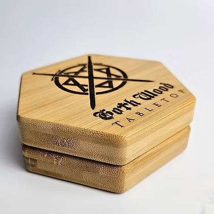 Goth Wood: Hexagon of Holding Dice Vault & Legend Dice: Metal Poly Dice Set (7-Piece)